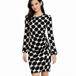 NWT Women's INC International Concepts Body-con Dress XS Black White Polka Dot